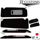 RED CROSS STITCH ITALIAN SUEDE 2X SUN VISOR COVERS FITS BMW F30 F31 11-18