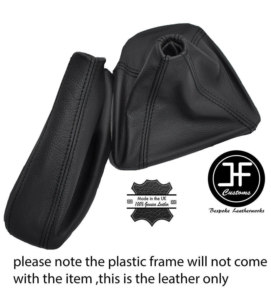 BLACK STITCH FOR BMW E46 3 SERIES 1998-2005 GEAR HANDBRAKE GAITER SET LEATHER