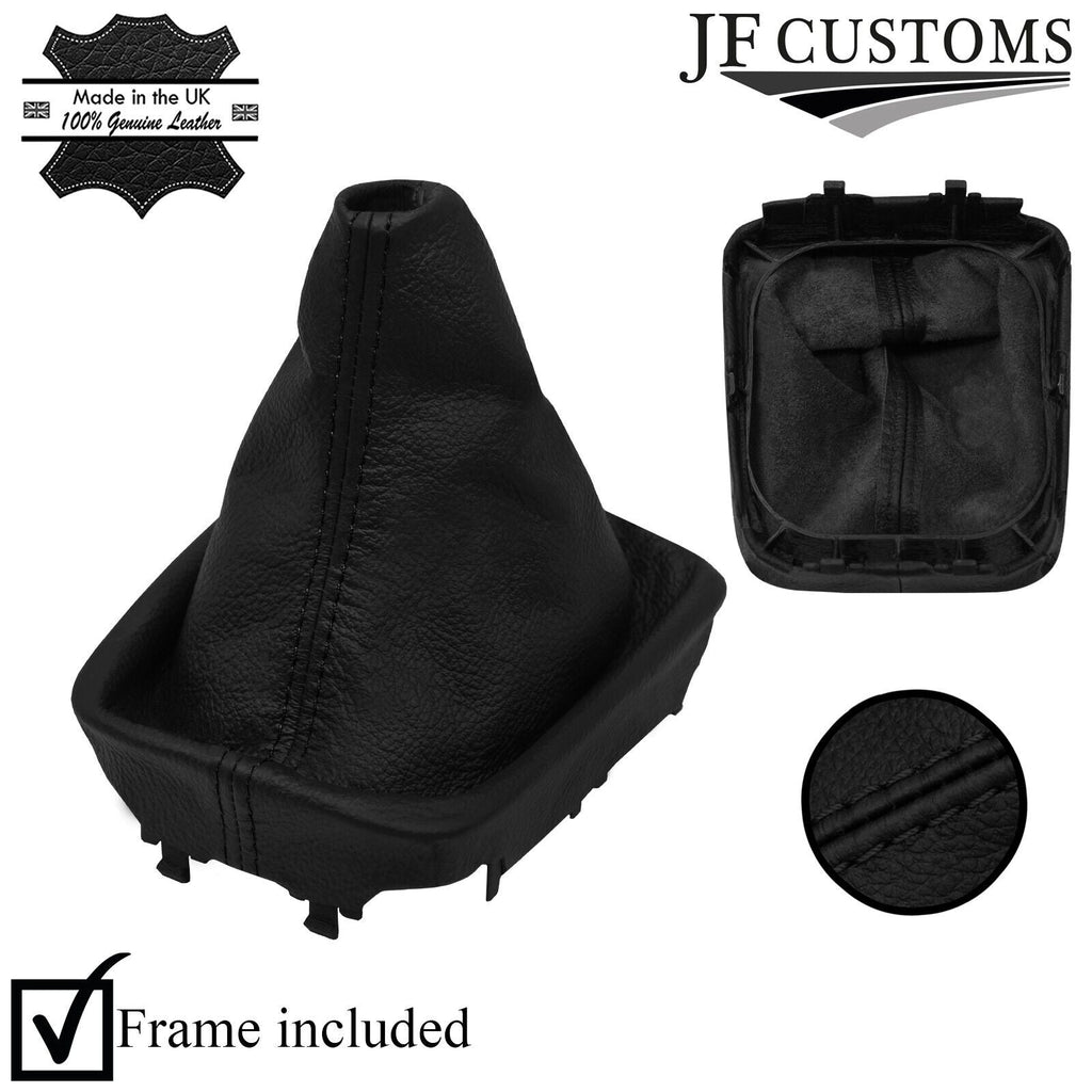 BLACK STITCH LEATHER GEAR COVER + PLASTIC FRAME FITS VW GOLF PLUS 05-09