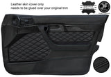 BLACK DIAMOND STITCH 2X FRONT FULL DOOR CARD LEATHER COVERS FITS BMW E34 87-97
