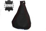 RED STITCH MANUAL LEATHER SKIN GEAR GAITER FITS ALFA ROMEO GTV 1995-1998