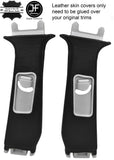 BLACK STITCH 2X UPPER B POST PILLAR LEATHER COVERS FOR RANGE ROVER SPORT 05-13