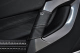 GREY STITCH 2X FRONT DOOR HANDLE LEATHER SKIN COVERS FITS CITROEN DS5 11-15