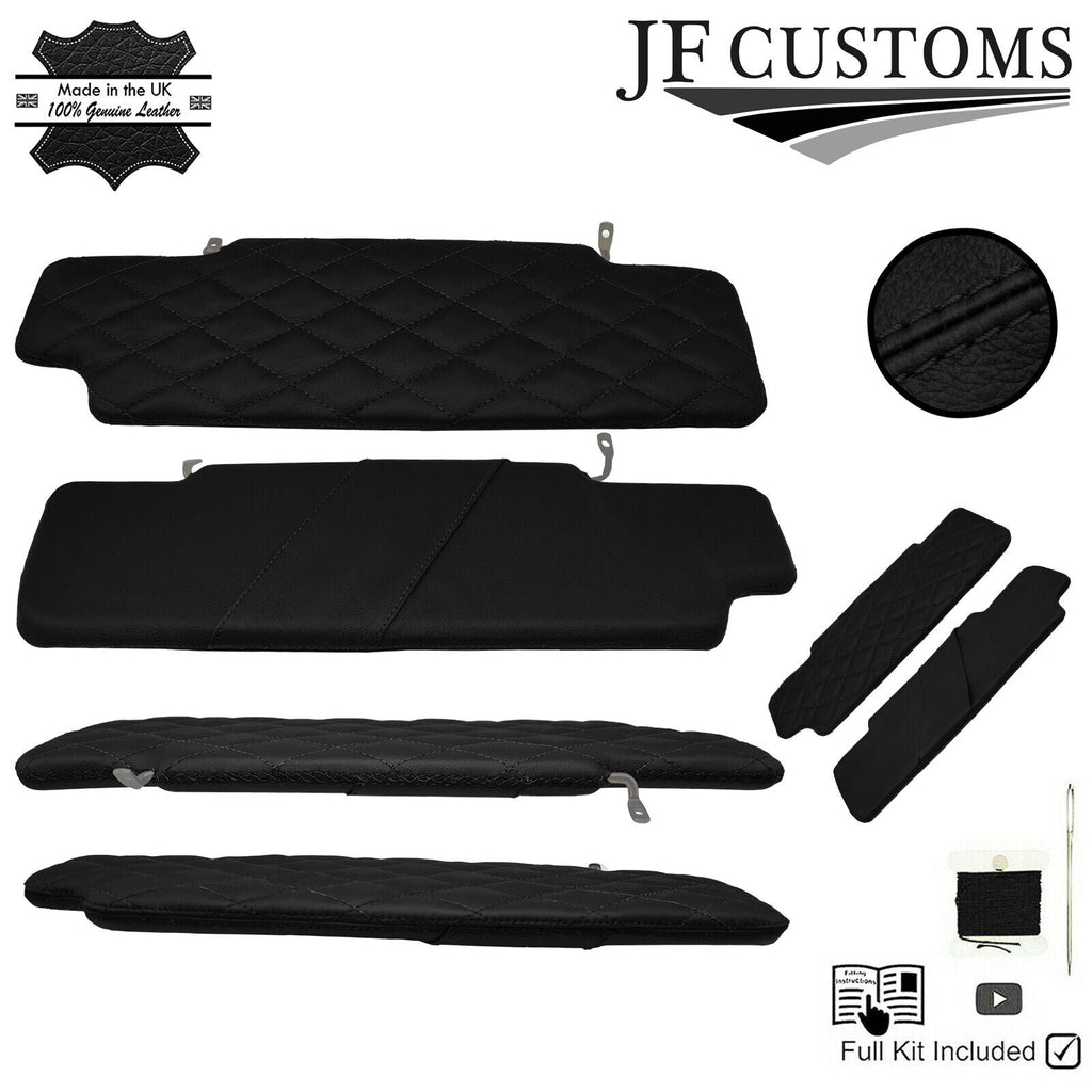JF2 BLACK CROSS DIAMOND STITCH 2X SUN VISOR COVERS FOR LAND ROVER DEFENDER 07-14