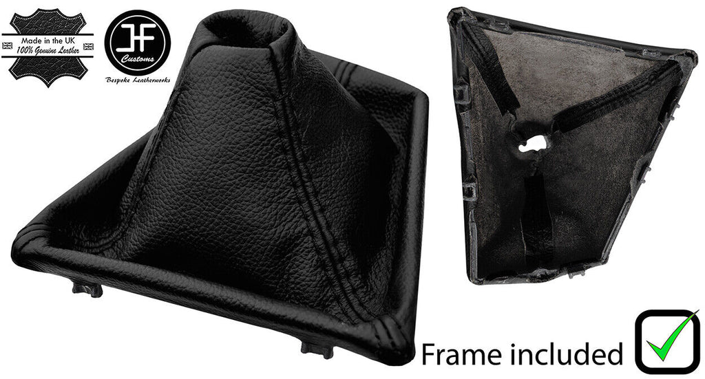 BLACK REAL LEATHER GEAR GAITER + PLASTIC FRAME FOR BMW 3 F30 F31 2012-2016