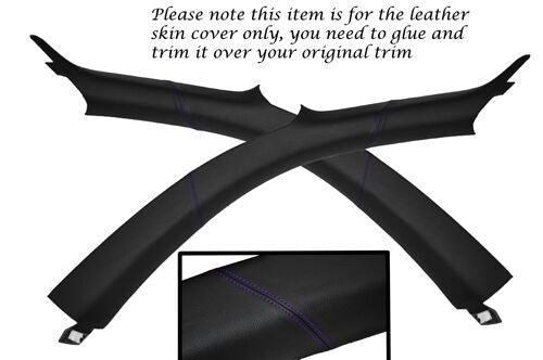 PURPLE STITCH FITS AUDI TT MK1 COUPE 98-06 2X WINDSCREEN PILLAR LEATHER COVERS