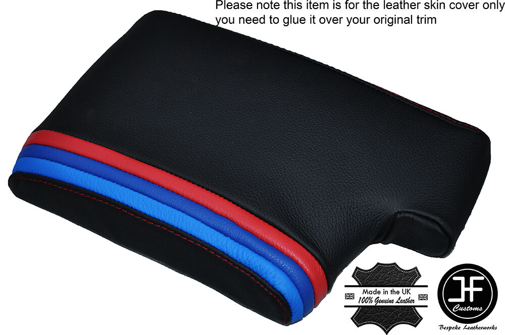 LONG TRI STRIPES RED STITCH ARMREST COVER FITS BMW 3 SERIES F80 F81 12-16
