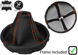 ORANGE 4 DOUBLE STITCH CARBON VINYL GEAR GAITER+PLASTIC FRAME FOR VW T5 03-14