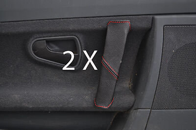 red stitch FITS SMART ROADSTER 03-05 2X DOOR HANDLE LEATHER COVERS CUSTOM NEW