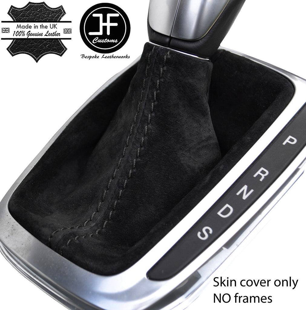 BLACK STITCH REAL SUEDE AUTO AUTOMATIC GEAR GAITER FOR FORD GALAXY MK4 15-18