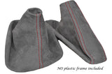 RED STITCHING MID GREY SUEDE MANUAL GAITERS FITS BMW E60 E61 E62 2004-2011