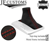 RED STITCH LEATHER AUTOMATIC GEAR+METAL FRAME+TOP RING FOR INFINITI Q70 13-19