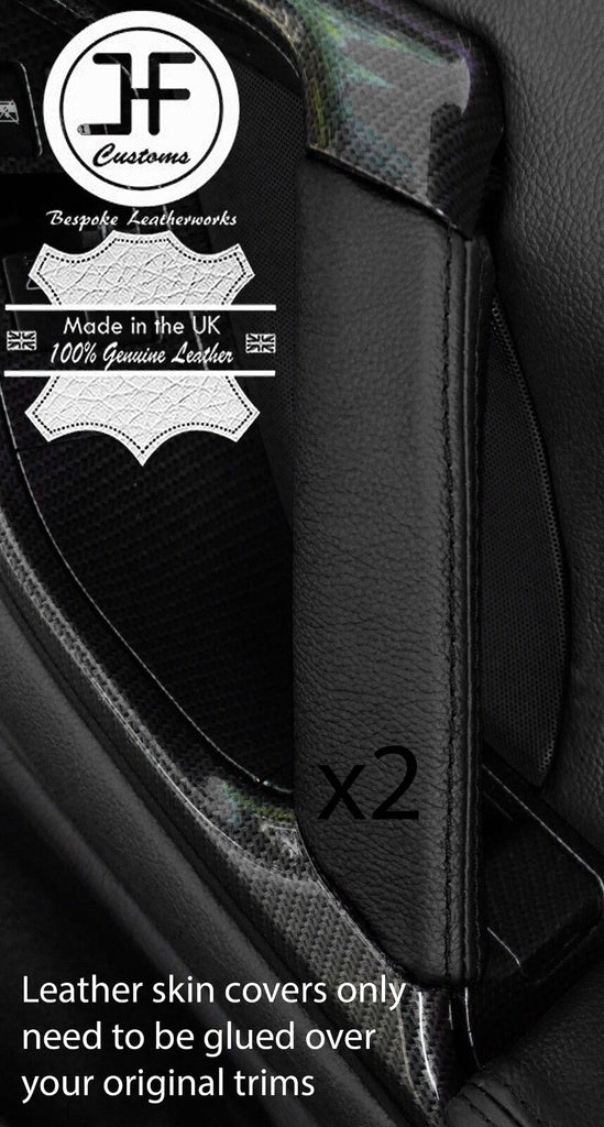 BLACK REAL LEATHER 2X DOOR HANDLE TRIM COVER FITS NISSAN GT-R GTR R35 09-17