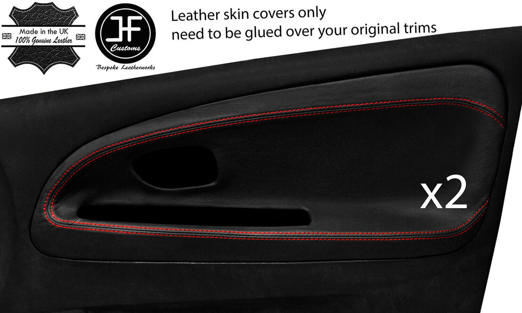 RED STITCH 2X FRONT DOOR CARD TRIM COVERS FOR MITSUBISHI EVO 4 5 6 STYLE 2
