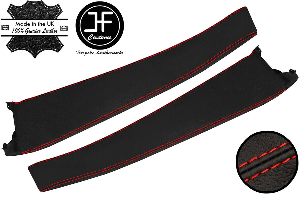 RED STITCH 2X DOOR SILL TRIM TOP GRAIN LEATHER COVER FOR LOTUS ELISE S2 01-06