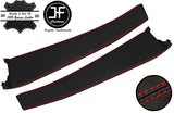 RED STITCH 2X DOOR SILL TRIM TOP GRAIN LEATHER COVER FOR LOTUS ELISE S2 01-06