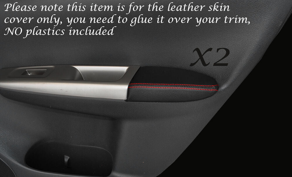 RED STITCH 2X REAR DOOR ARMREST SKIN COVER FITS SUBARU IMPREZA WRX STI 08-13