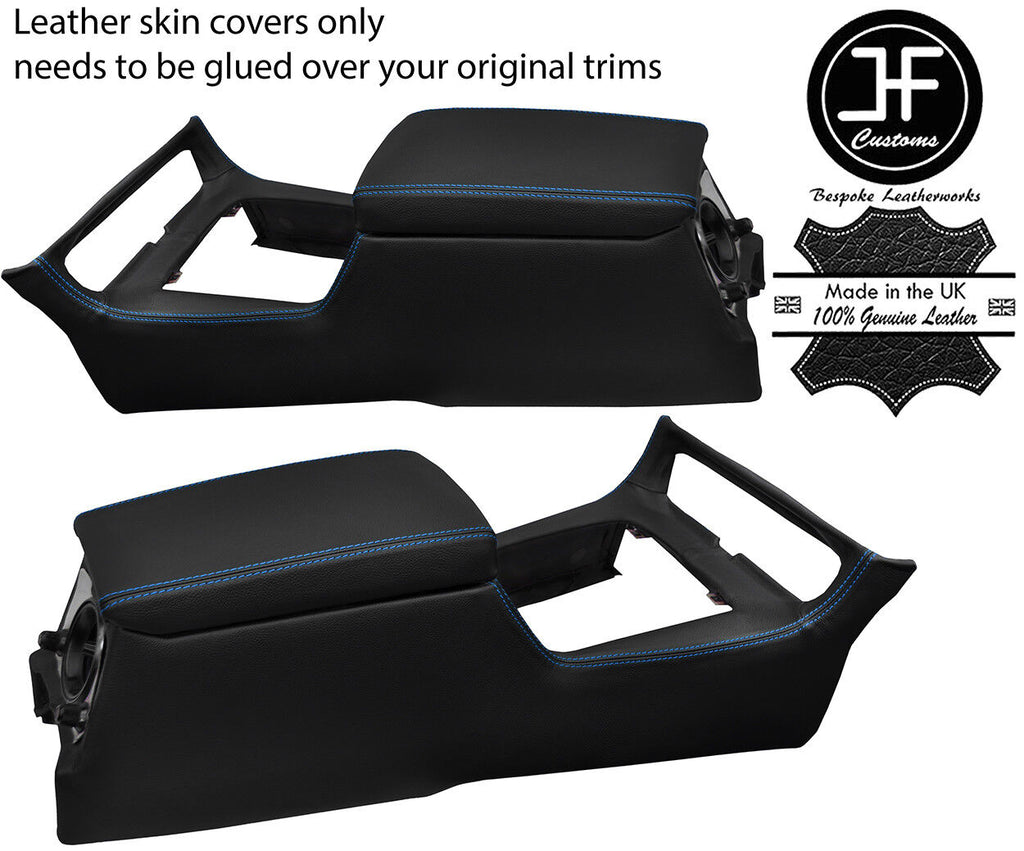 BLUE STITCH CONSOLE & ARMREST LEATHER COVERS FOR JAGUAR DAIMLER XJ6 SERIES 2