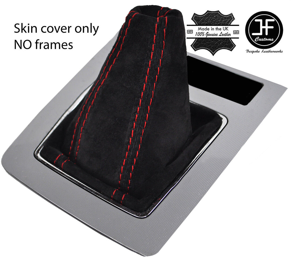 RED STITCHING REAL SUEDE GEAR GAITER FITS SKODA OCTAVIA MK3 2013-2017 CUSTOM NEW
