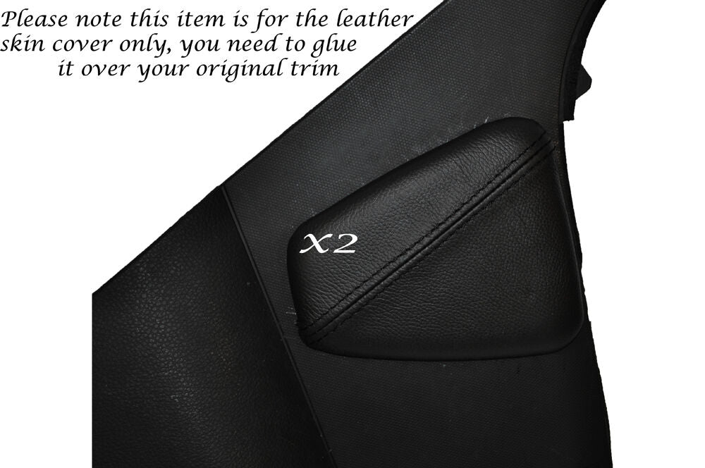 BLACK STITCH 2X LEATHER KNEE PADS SKIN COVERS FITS NISSAN 350Z 2002-2005