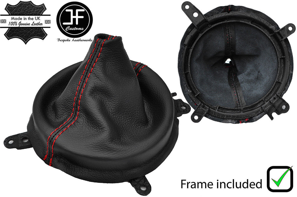 RED STITCH LEATHER GEAR GAITER WITH PLASTIC FRAME FOR MAZDA MX5 MK3 2005-2015