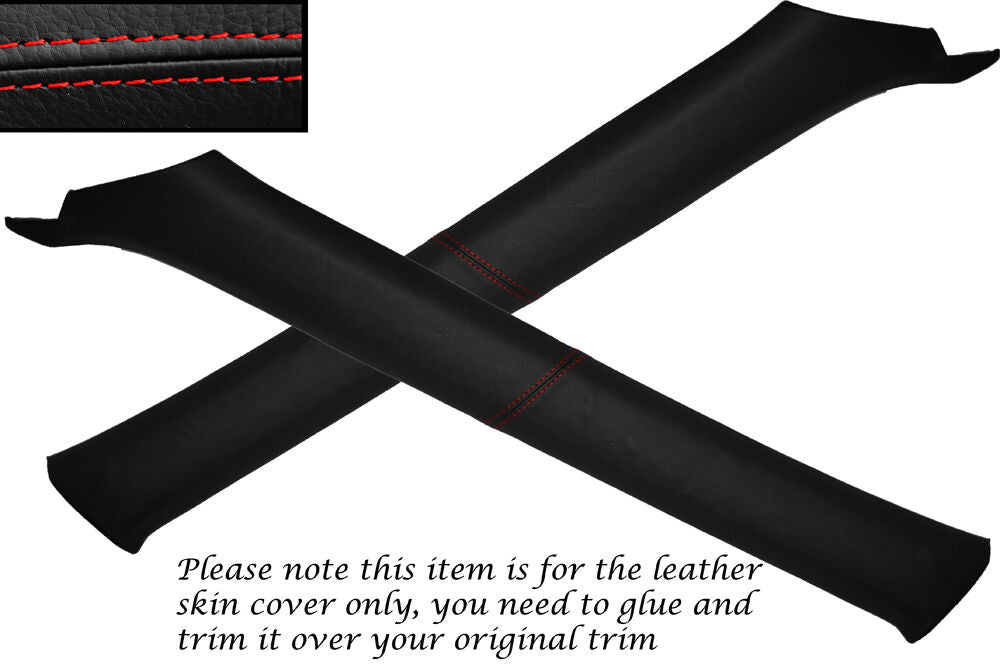 RED STITCH 2X A POST PILLAR LEATHER SKIN COVERS FITS ROVER 45 MG ZS 98-05