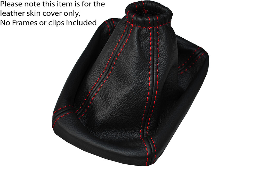 RED STITCH MANUAL LEATHER SKIN GEAR GAITER FITS CHEVROLET AVEO 2012-2015