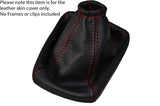 RED STITCH MANUAL LEATHER SKIN GEAR GAITER FITS CHEVROLET AVEO 2012-2015