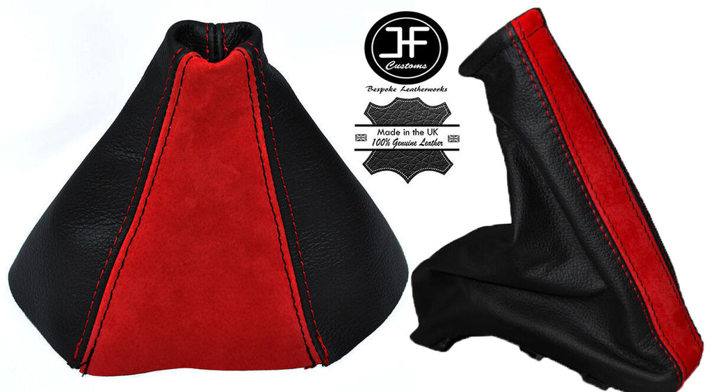 BLACK LEATHER RED SUEDE FOR VAUXHALL OPEL ASTRA TWINTOP 2005-2010 GAITERS SET