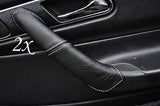 WHITE STITCHING FITS  MERCEDES SLK R170 1996-2003 2X DOOR HANDLE LEATHER COVERS