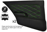 GREEN DIAMOND STITCH 2X FULL REAR DOOR CARDS LEATHER COVERS FITS BMW E30 SALOON