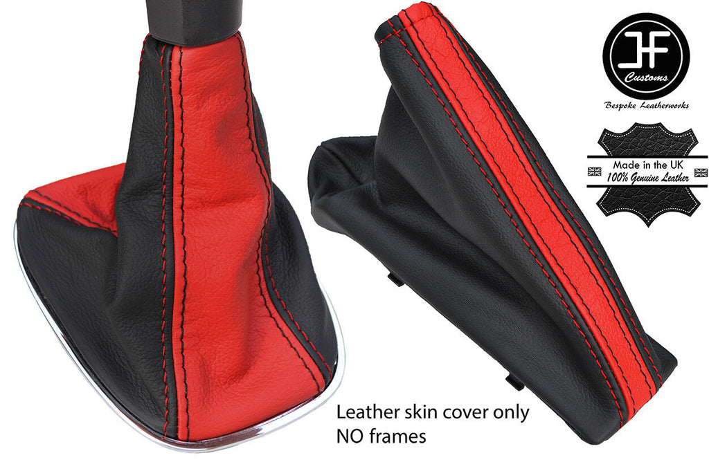 BLACK & RED TOP GRAIN LTHR GEAR HANDBRAKE GAITER FOR VAUXHALL CORSA D 06-14