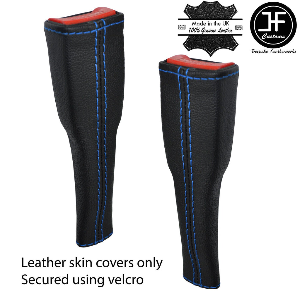 BLUE STITCH 2X SEAT BELT LONG LEATHER COVERS FOR BMW 4 F32 F33 F82 F83