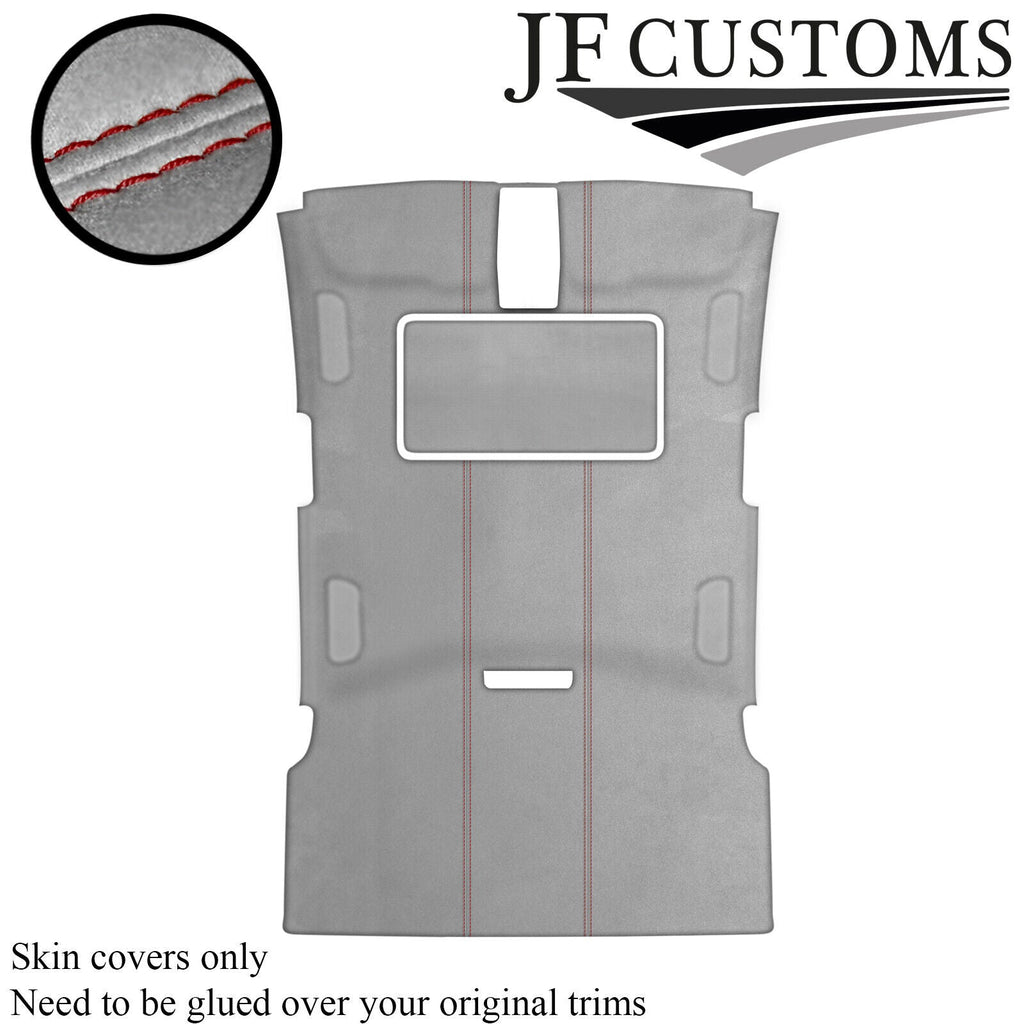 D RED STITCH L GREY SUEDE SUNROOF HEADLINER COVER FOR AUDI A6 C6 04-11 AVANT
