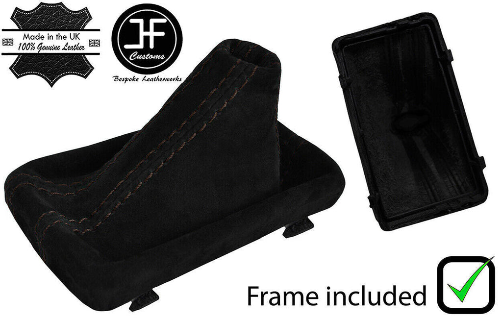 BROWN STITCH SUEDE AUTOMATIC GEAR GAITER + PLASTIC FRAME FOR AUDI A6 C6 04-11