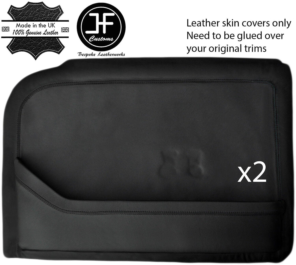 BLACK STITCH 2X FRONT DOOR CARDS REAL LEATHER COVERS FITS ROVER P5 P5B V8 COUPE
