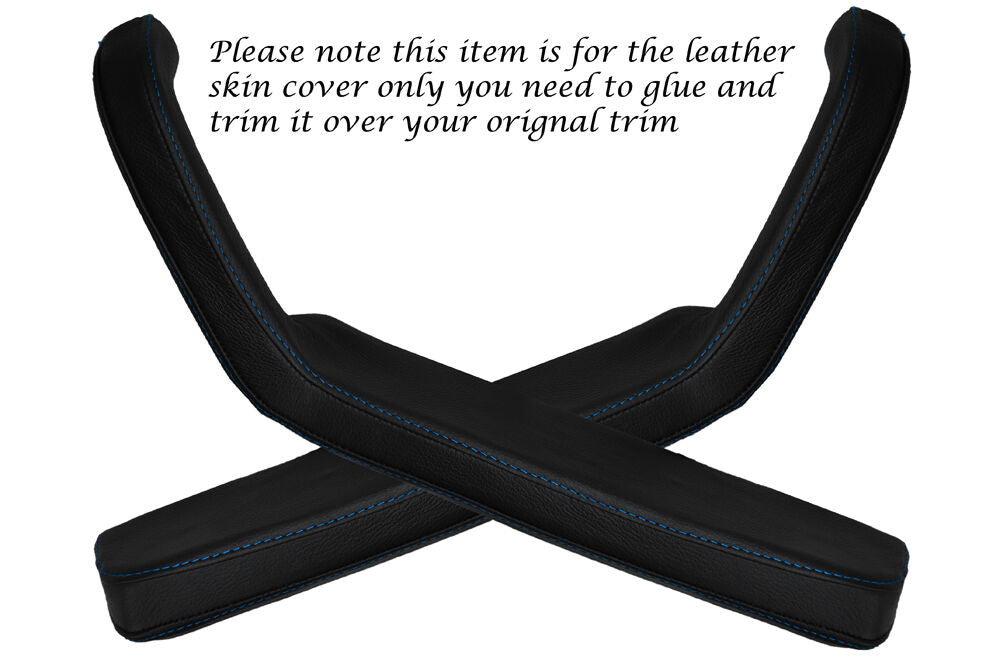BLUE STITCH 2X DOOR HANDLE ARMREST SKIN COVERS FITS VW GOLF MK1 JETTA CADDY