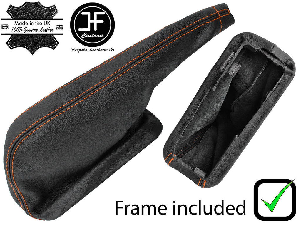 ORANGE STITCH LEATHER HANDBRAKE GAITER + PLASTIC FRAME FITS RENAULT TRAFIC 15-19