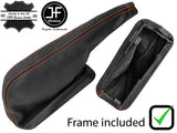 ORANGE STITCH LEATHER HANDBRAKE GAITER + PLASTIC FRAME FITS RENAULT TRAFIC 15-19
