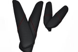 red stitch FITS BMW E46 COUPE & CABRIO 4X DOOR ARMREST PAD LEATHER COVERS