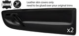 BLACK&GREY LEATHER 2X FRONT DOOR CARD TRIM COVERS FITS VW LUPO 98-05 STYLE 2