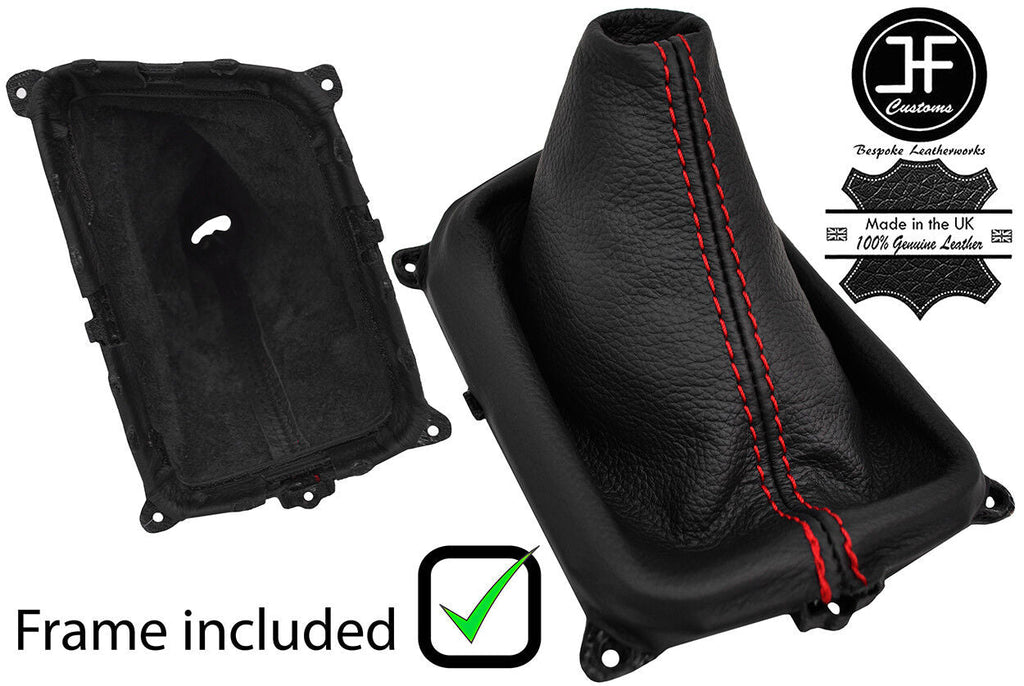 RED STITCHING LEATHER MANUAL GEAR GAITER+PLASTIC FRAME FITS KIA PICANTO 11-17