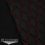 RED DIAMOND STITCH LEATHER 2X REAR C POST PILLAR COVERS FOR MG MGB GT CUSTOM NEW
