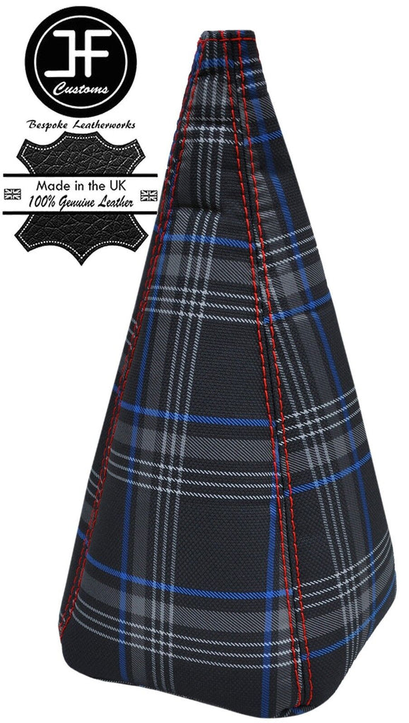 RED STITCH TARTAN FABRIC MANUAL GEAR GAITER FOR VW T4 TRANSPORTER 90-03 1T