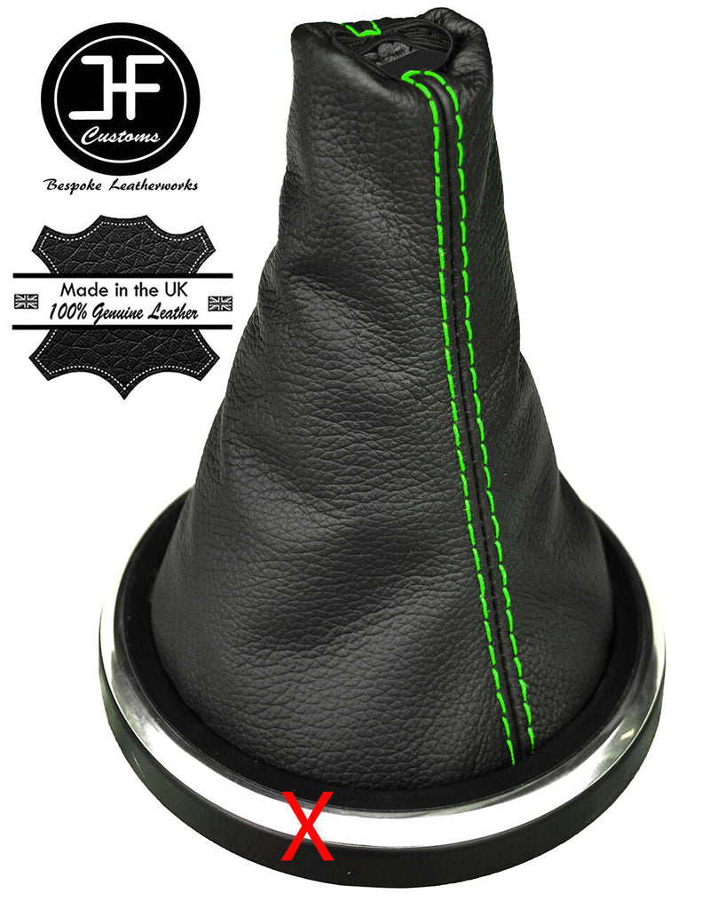 GREEN STITCH LEATHER REPLACEMENT GEAR GAITER FITS FORD FIESTA MK6 FUSION 02-08