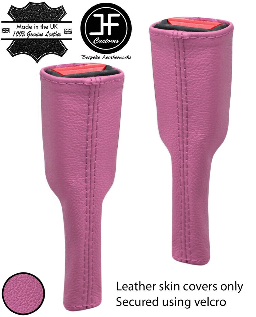 PINK REAL LEATHER 2X SEAT BELT STALK TALL COVER FOR BMW MINI R50 R52 R53 01-06