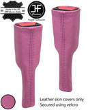 PINK REAL LEATHER 2X SEAT BELT STALK TALL COVER FOR BMW MINI R50 R52 R53 01-06