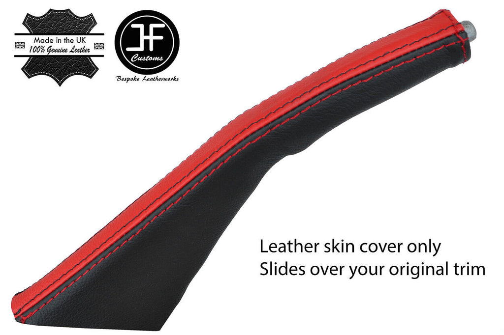 BLACK & RED LEATHER HANDBRAKE GAITER FITS MITSUBISHI SHOGUN CHALLENGER SPORT