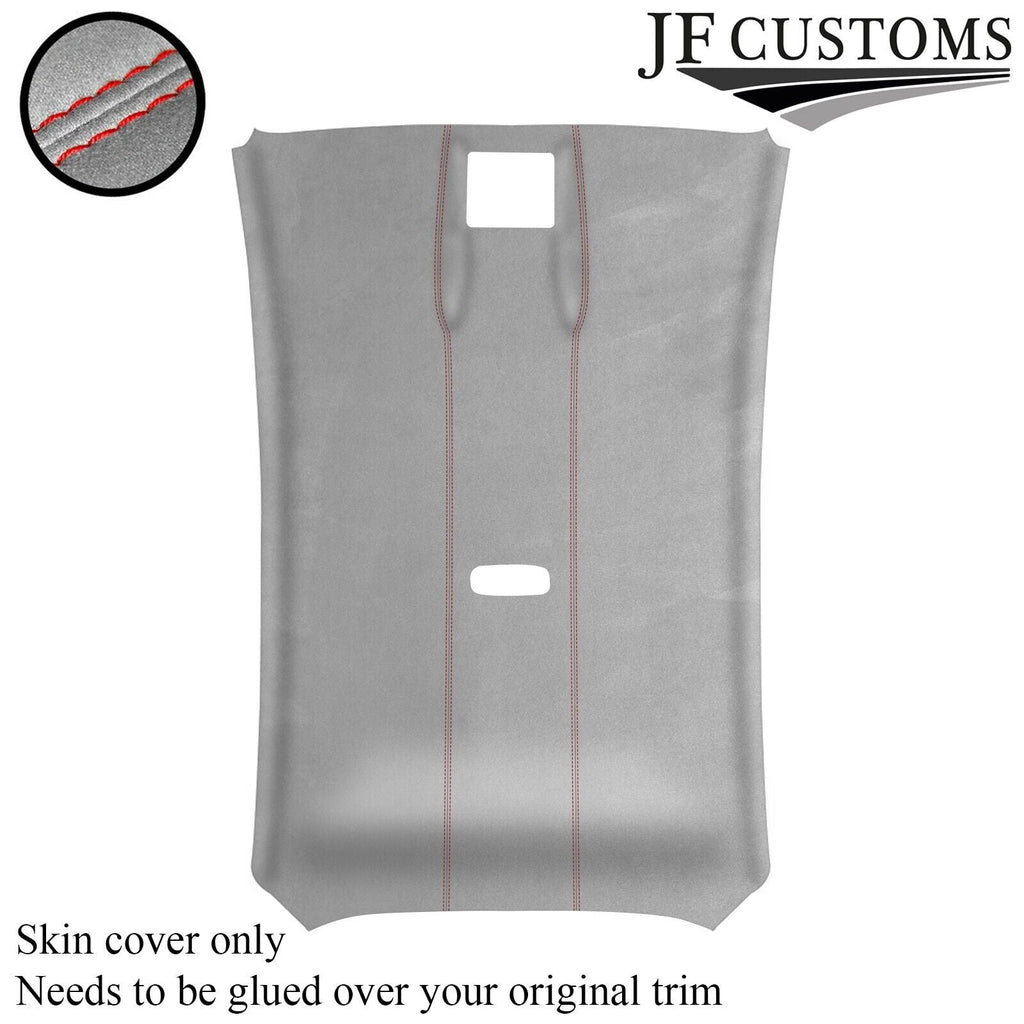 RED STITCH L GREY LUXE SUEDE HEADLINER COVER FITS FORD FIESTA MK7 13-17