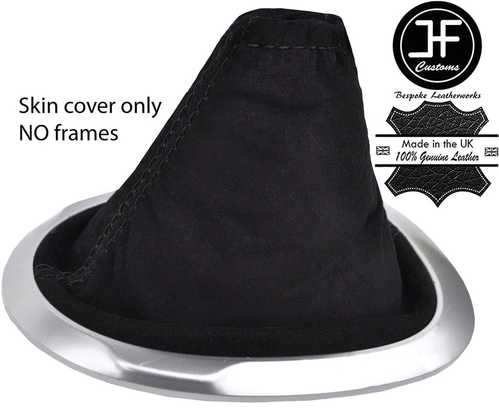 BLACK STITCHING REAL SUEDE MANUAL GEAR GAITER FITS JUKE 2010-2016 CUSTOM NEW